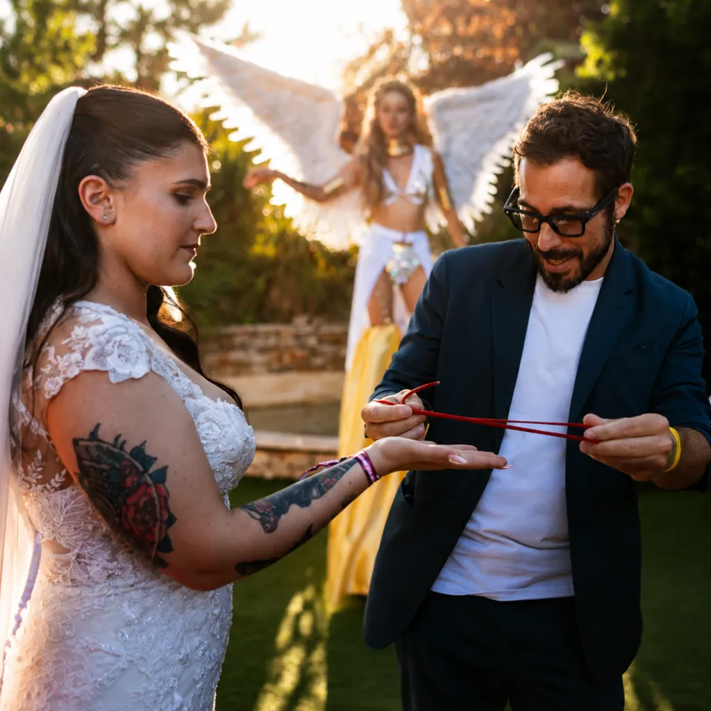 Wicka, magicien, en pleine prestation lors d'un mariage